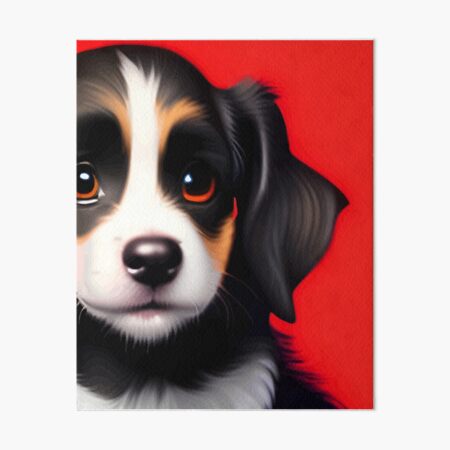 Item preview, Cute Puppy Portrait on Red Background designed and sold by ArtisticAllure1.