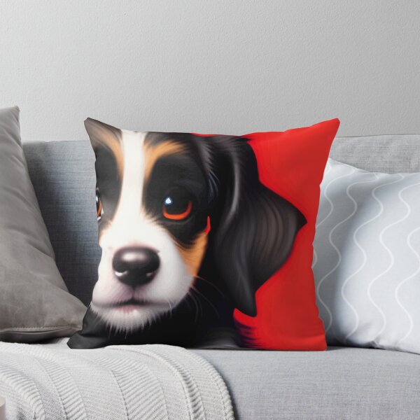 Item preview, Cute Puppy Portrait on Red Background designed and sold by ArtisticAllure1.