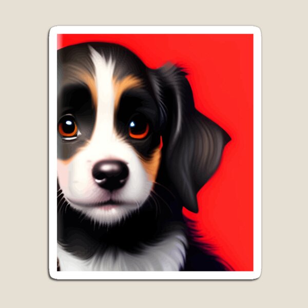 Item preview, Cute Puppy Portrait on Red Background designed and sold by ArtisticAllure1.