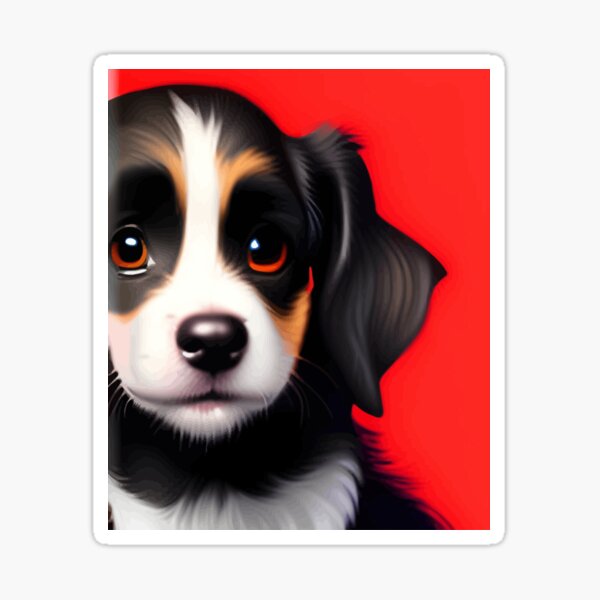Item preview, Cute Puppy Portrait on Red Background designed and sold by ArtisticAllure1.