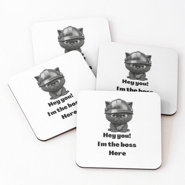 Item preview, Cat with hard hat - saying "hey you! I'm the boss here" designed and sold by Infinite creative  Boutique.