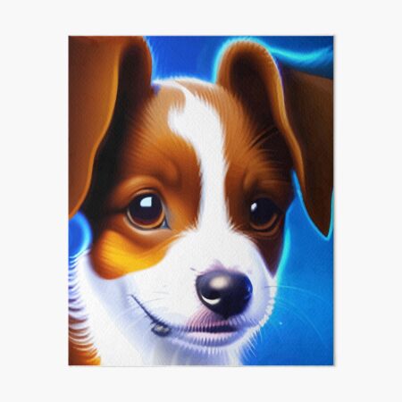 Item preview, Cute Puppy Portrait on Blue Background designed and sold by ArtisticAllure1.