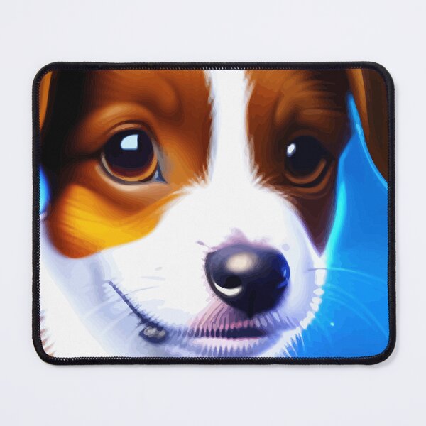 Item preview, Cute Puppy Portrait on Blue Background designed and sold by ArtisticAllure1.