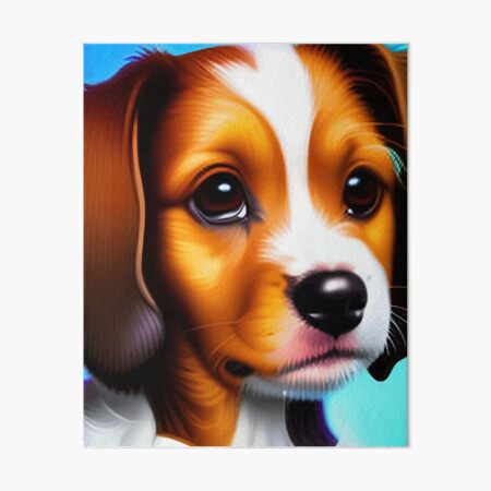 Item preview, Cute Puppy Portrait on Blue Background designed and sold by ArtisticAllure1.