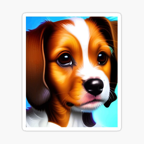 Item preview, Cute Puppy Portrait on Blue Background designed and sold by ArtisticAllure1.