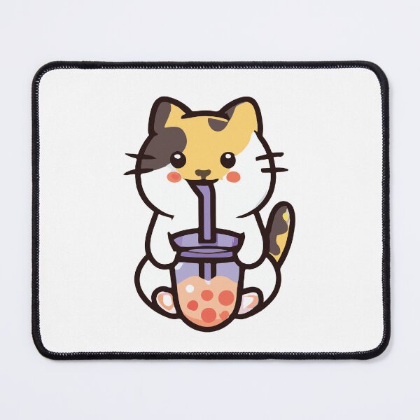 Item preview, Happy kawaii cat drink bubble tea designed and sold by Colorful Dreams.