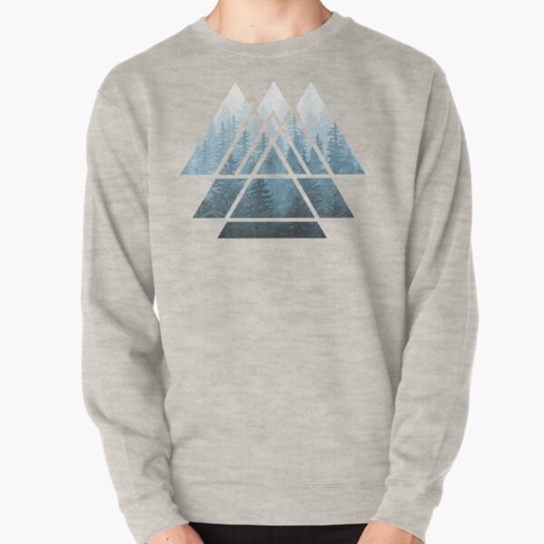 Sacred Geometry Triangles - Misty Forest Pullover Sweatshirt