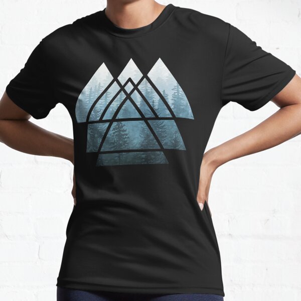 Sacred Geometry Triangles - Misty Forest Active T-Shirt