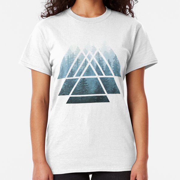 Sacred Geometry Triangles - Misty Forest Classic T-Shirt