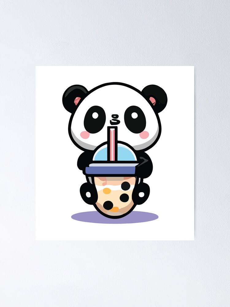 Courageous Strong Kawaii Anime Panda Drinking Boba Bubble Tea Gift