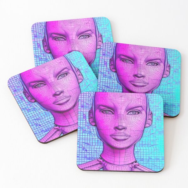 Item preview, Female face, robot style designed and sold by NokenaDesign.