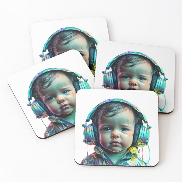 Item preview, Lovely baby wearing headphones  designed and sold by Latmassology.