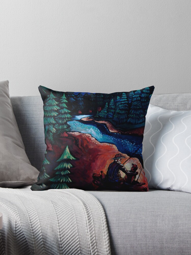 Thumbnail 1 of 4, Pillow, "Fishing Trips" by Chad Elliott designed and sold by Wildermans.