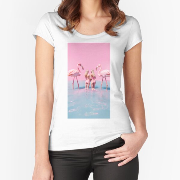 Women with flamingos Fitted Scoop T-Shirt