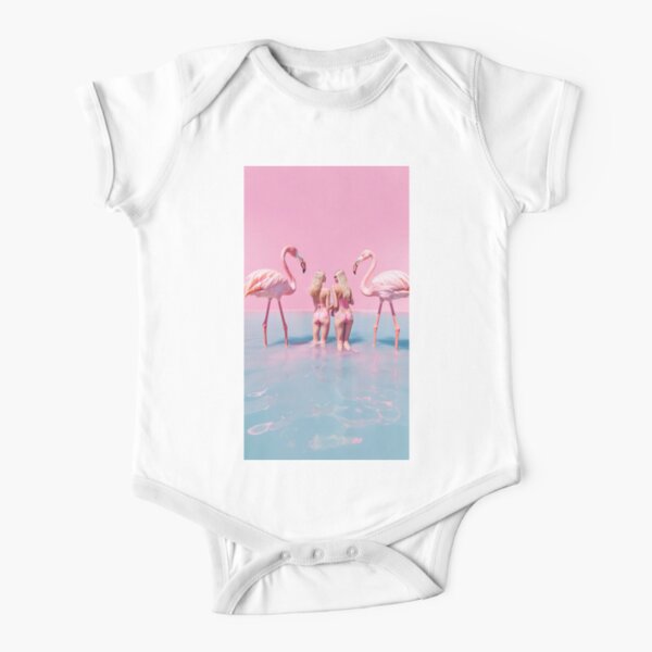 Women with flamingos Short Sleeve Baby One-Piece