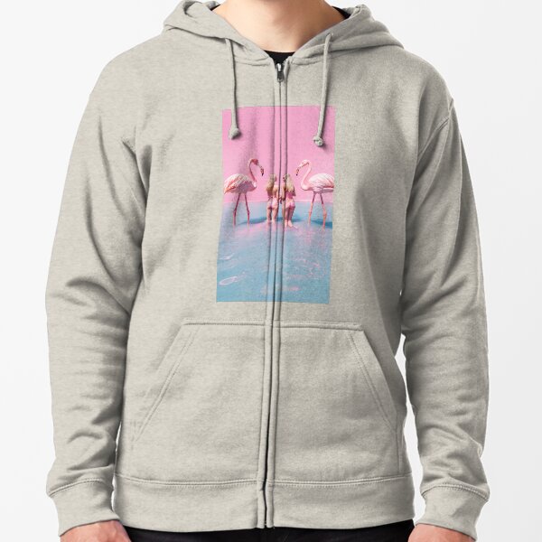 Women with flamingos Zipped Hoodie