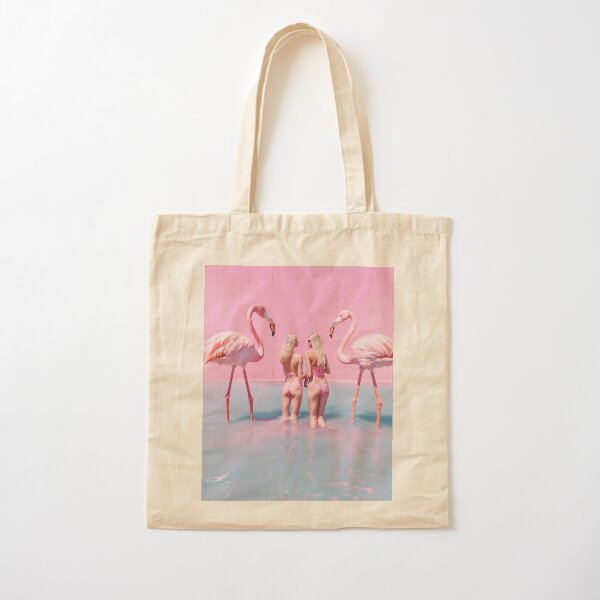 Women with flamingos Cotton Tote Bag