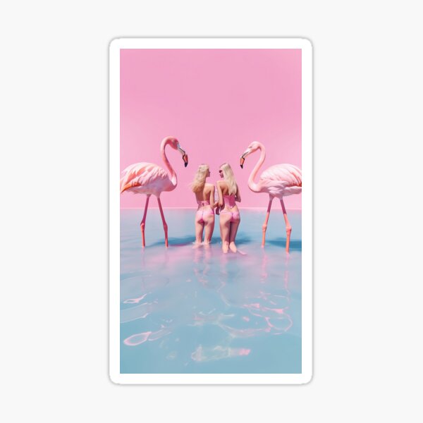 Women with flamingos Sticker