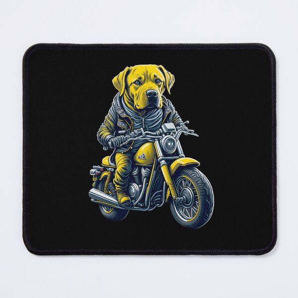 Item preview, Funny yellow labrador as a biker on a motorcycle designed and sold by BrainlabStudios.