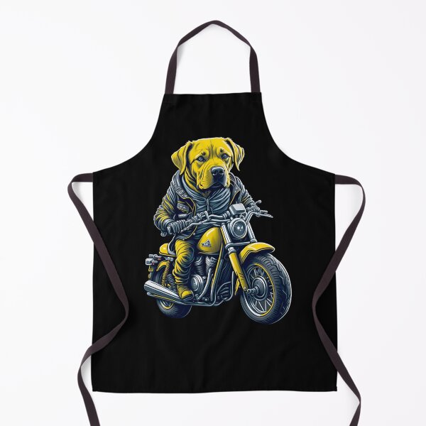 Item preview, Funny yellow labrador as a biker on a motorcycle designed and sold by BrainlabStudios.