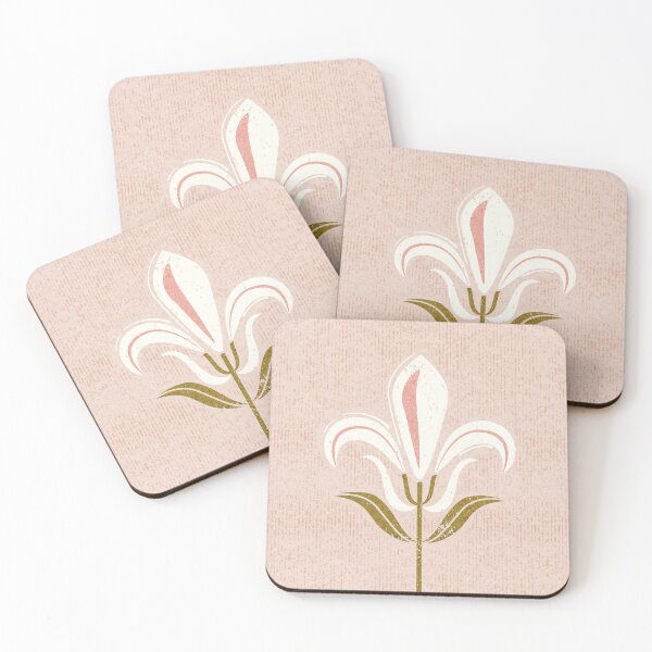 Item preview, Mod fleur-de-lis // blush background natural white lily flowers sunburst yellow leaves with grunge faux textured fresco look designed and sold by SelmaCardoso.