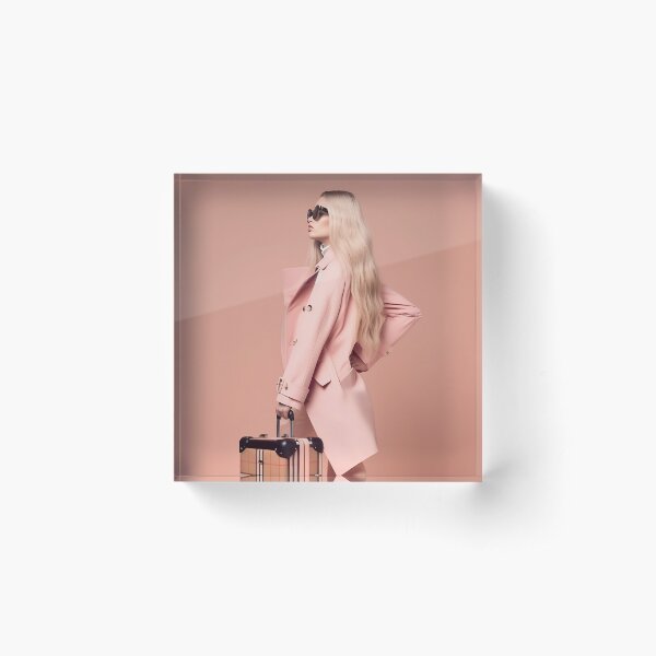 Travel Blonde Woman Acrylic Block
