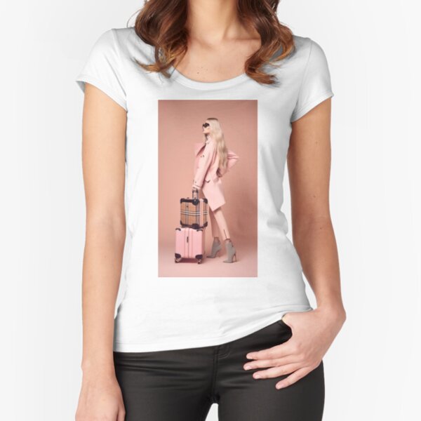 Travel Blonde Woman Fitted Scoop T-Shirt
