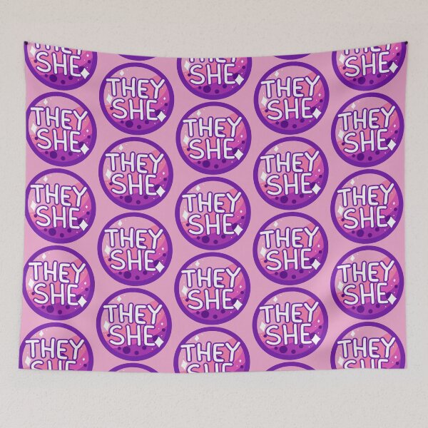 Item preview, they/she pink & purple boba designed and sold by pridefrogprints.