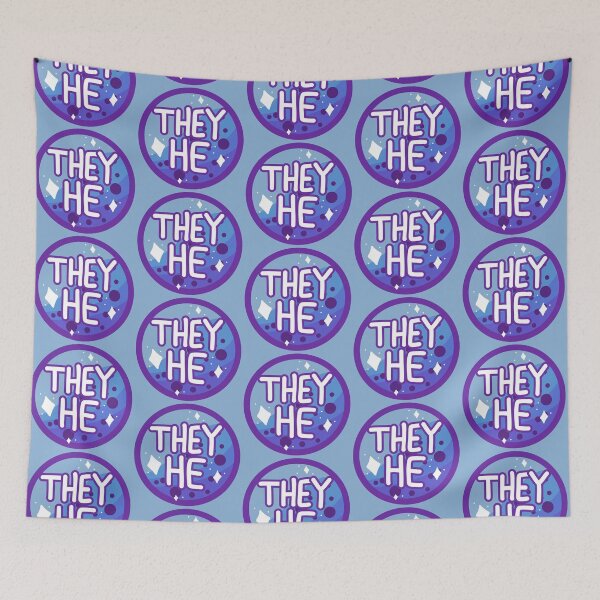 Item preview, they/he blue & purple boba designed and sold by pridefrogprints.