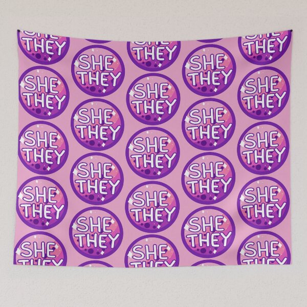 Item preview, she/they pink & purple boba designed and sold by pridefrogprints.
