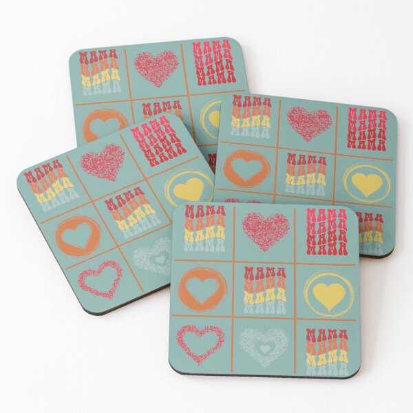 Item preview, Mama and Hearts tic Tac Toe in retro sunset colors designed and sold by TheTrendsDesk.