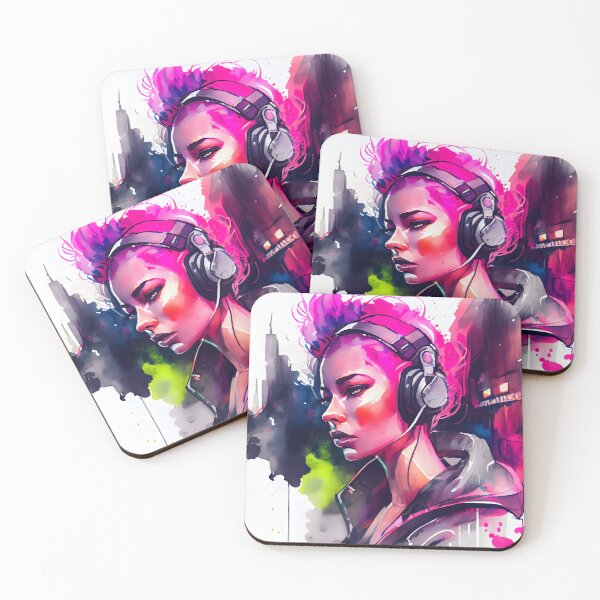 Item preview, CyberPunk Pink Hair & Headphones designed and sold by EarthArtAvencha.
