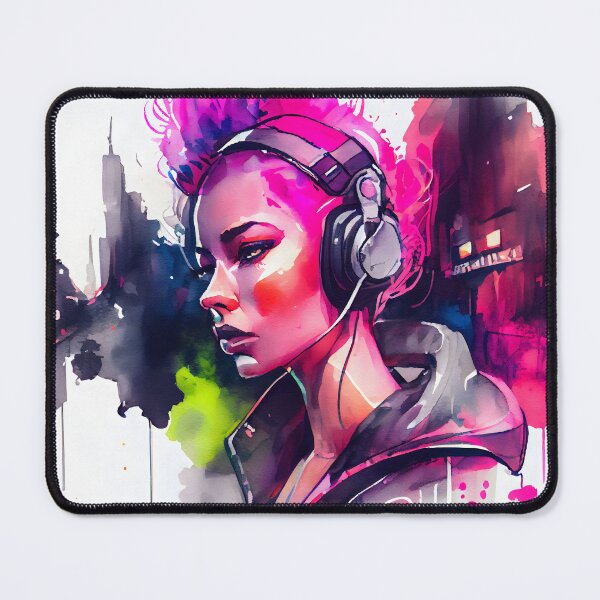 Item preview, CyberPunk Pink Hair & Headphones designed and sold by EarthArtAvencha.