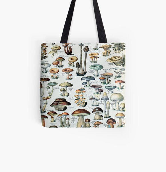 Vintage Edible Mushroom Chart All Over Print Tote Bag