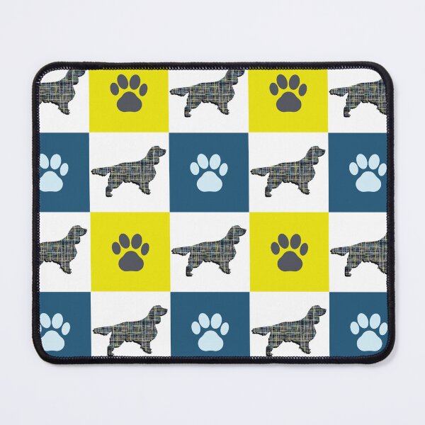 Item preview, Springer Spaniel Dog & Paw Repeating Blue & Yellow Grid designed and sold by AMSonArt.