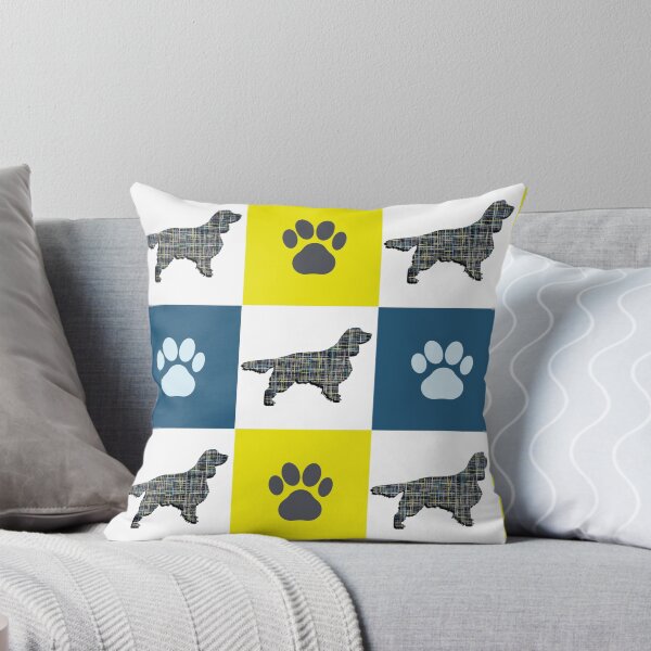 Item preview, Springer Spaniel Dog & Paw Repeating Blue & Yellow Grid designed and sold by AMSonArt.