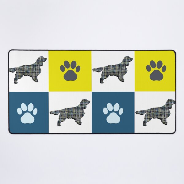 Item preview, Springer Spaniel Dog & Paw Repeating Blue & Yellow Grid designed and sold by AMSonArt.