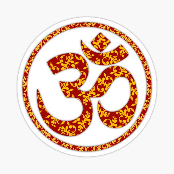 OM Symbol In Tamil Script Circle Decal Sticker | 5.5-Inches By 5.5-Inches |  Meditation Conciousness Religious Motivational Inspirational | White Vinyl