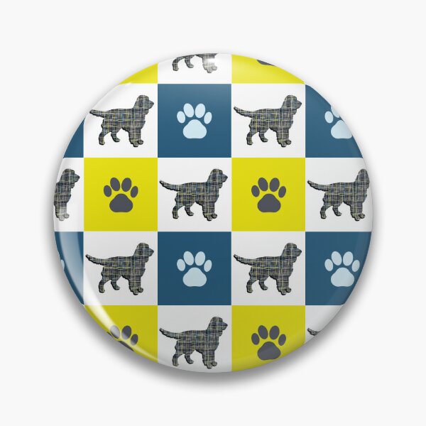 Artikelvorschau, Sprocker Spaniel Dog & Paw wiederholendes blaues und gelbes Gitter entworfen und verkauft von AMSonArt.