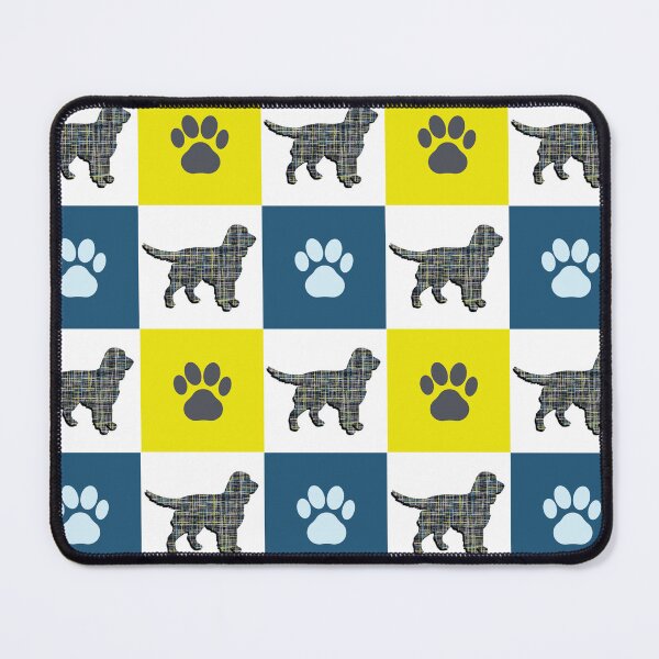 Item preview, Sprocker Spaniel Dog & Paw Repeating Blue & Yellow Grid designed and sold by AMSonArt.