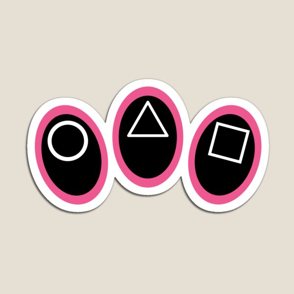 Aperçu de l'œuvre Squid Game Circle Triangle Square Face Masks (Pink) créée et vendue par QOT  Designs.