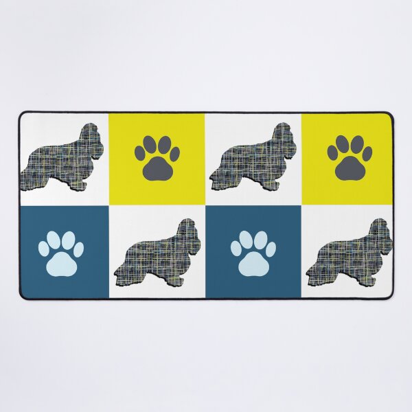 Item preview, Cocker Spaniel Dog & Paw Repeating Blue & Yellow Grid designed and sold by AMSonArt.