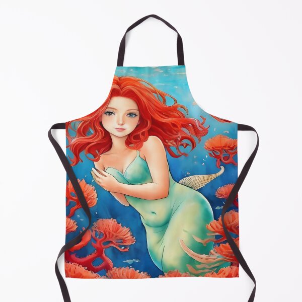Item preview, Curvy Red Haired Mermaid Watercolor designed and sold by christineiris.