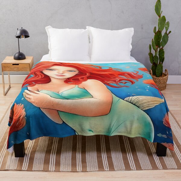 Item preview, Curvy Red Haired Mermaid Watercolor designed and sold by christineiris.