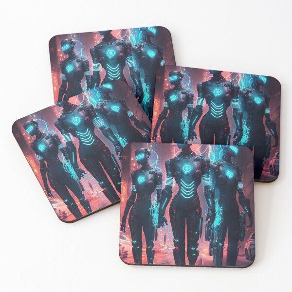 Item preview, group of cyborgs in a pink street designed and sold by artyficial-.