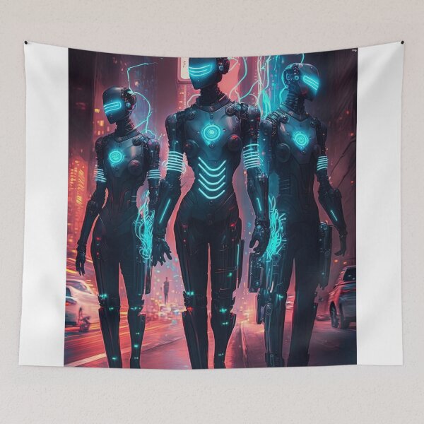 Item preview, group of cyborgs in a pink street designed and sold by artyficial-.