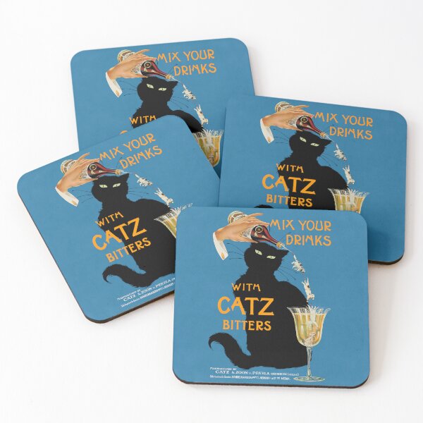 Item preview, Vintage 1940s Poster Ad - "Mix Your Gin with Catz Bitters" (HIGH RESOLUTION) designed and sold by Gin  Neko.