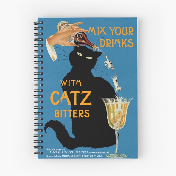 Item preview, Vintage 1940s Poster Ad - "Mix Your Gin with Catz Bitters" (HIGH RESOLUTION) designed and sold by Gin  Neko.
