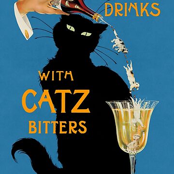Artwork thumbnail, Vintage 1940s Poster Ad - "Mix Your Gin with Catz Bitters" (HIGH RESOLUTION) by Gin  Neko