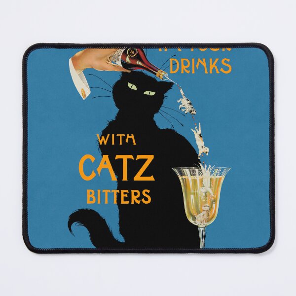 Item preview, Vintage 1940s Poster Ad - "Mix Your Gin with Catz Bitters" (HIGH RESOLUTION) designed and sold by Gin Neko.